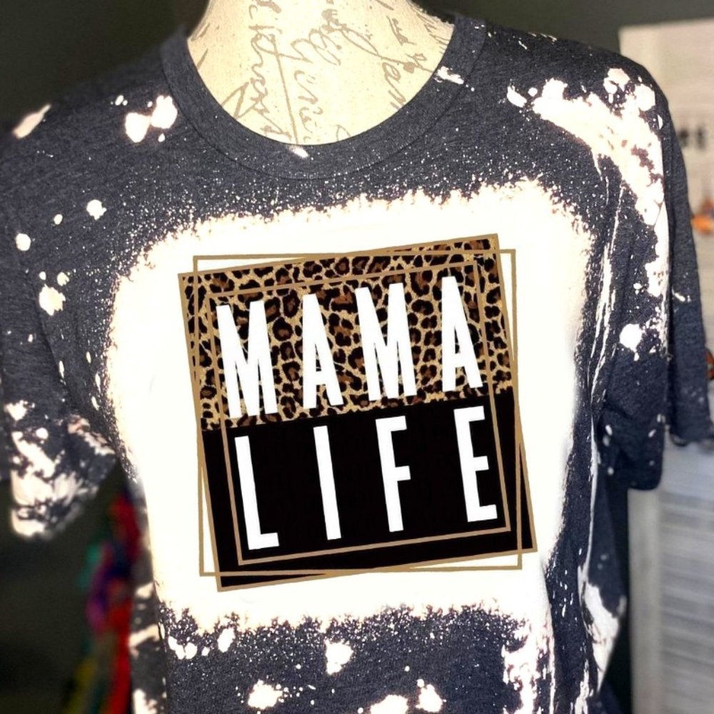 Leopard Mama Life Bleached T shirt